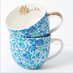 Lilly Pulitzer Floral Blue Ceramic Mug Set in High Maintenance